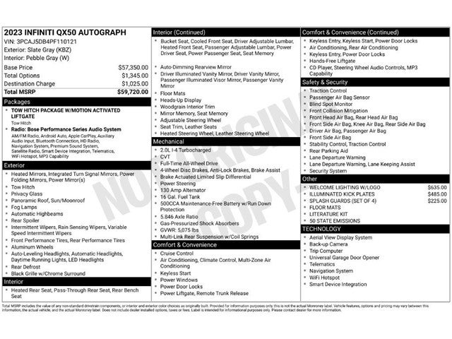 2023 INFINITI QX50 AUTOGRAPH AWD