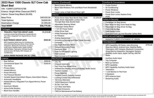 2023 RAM 1500 Classic SLT Crew Cab 4x4 5'7' Box
