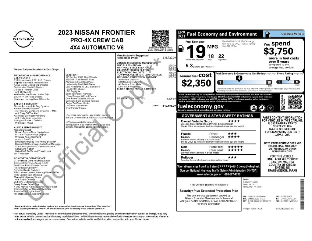 2023 Nissan Frontier Crew Cab PRO-4X 4x4