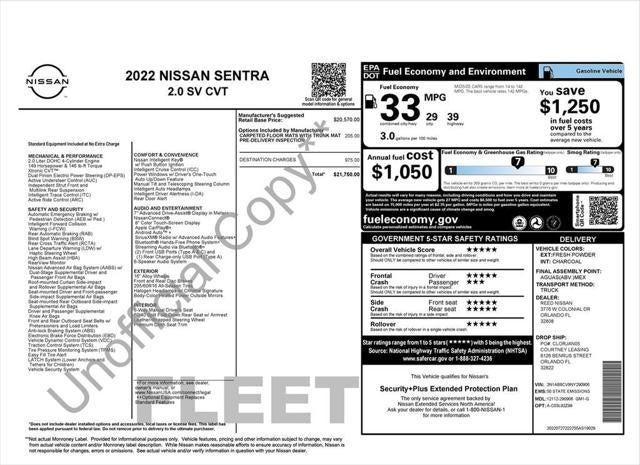 2022 Nissan Sentra SV Xtronic CVT