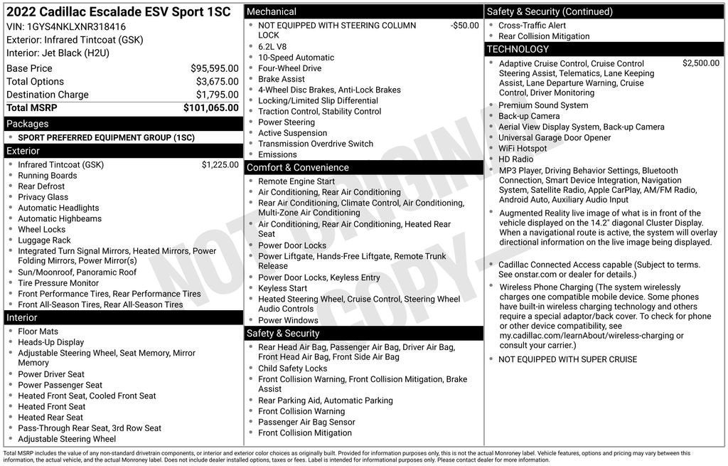 2022 Cadillac Escalade ESV Sport