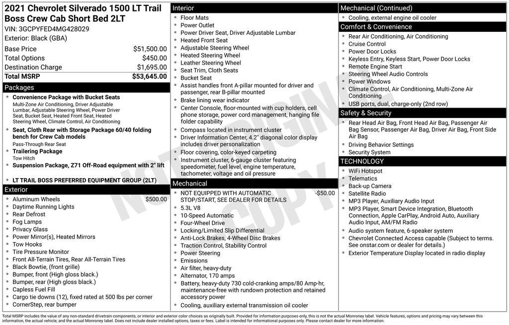 2021 Chevrolet Silverado 1500 LT Trail Boss