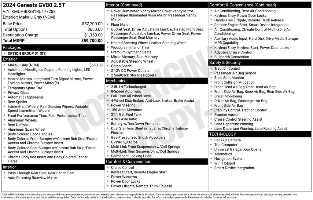 2024 Genesis GV80 NA