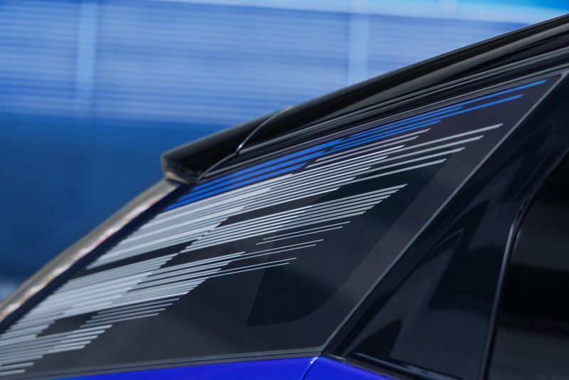 Close-up of the Modern Pattern on the 2026 OPTIQ-V Rear Quarter Glass | Dan Vaden Chevrolet Savannah in Savannah GA
