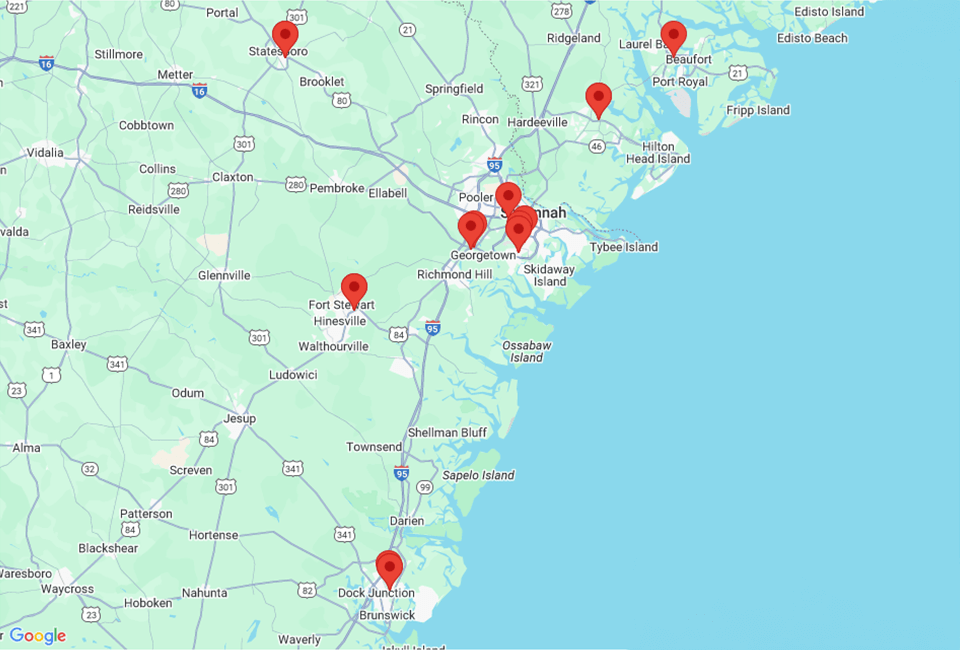 Map of Dan Vaden Chevrolet Savannah in Savannah GA
